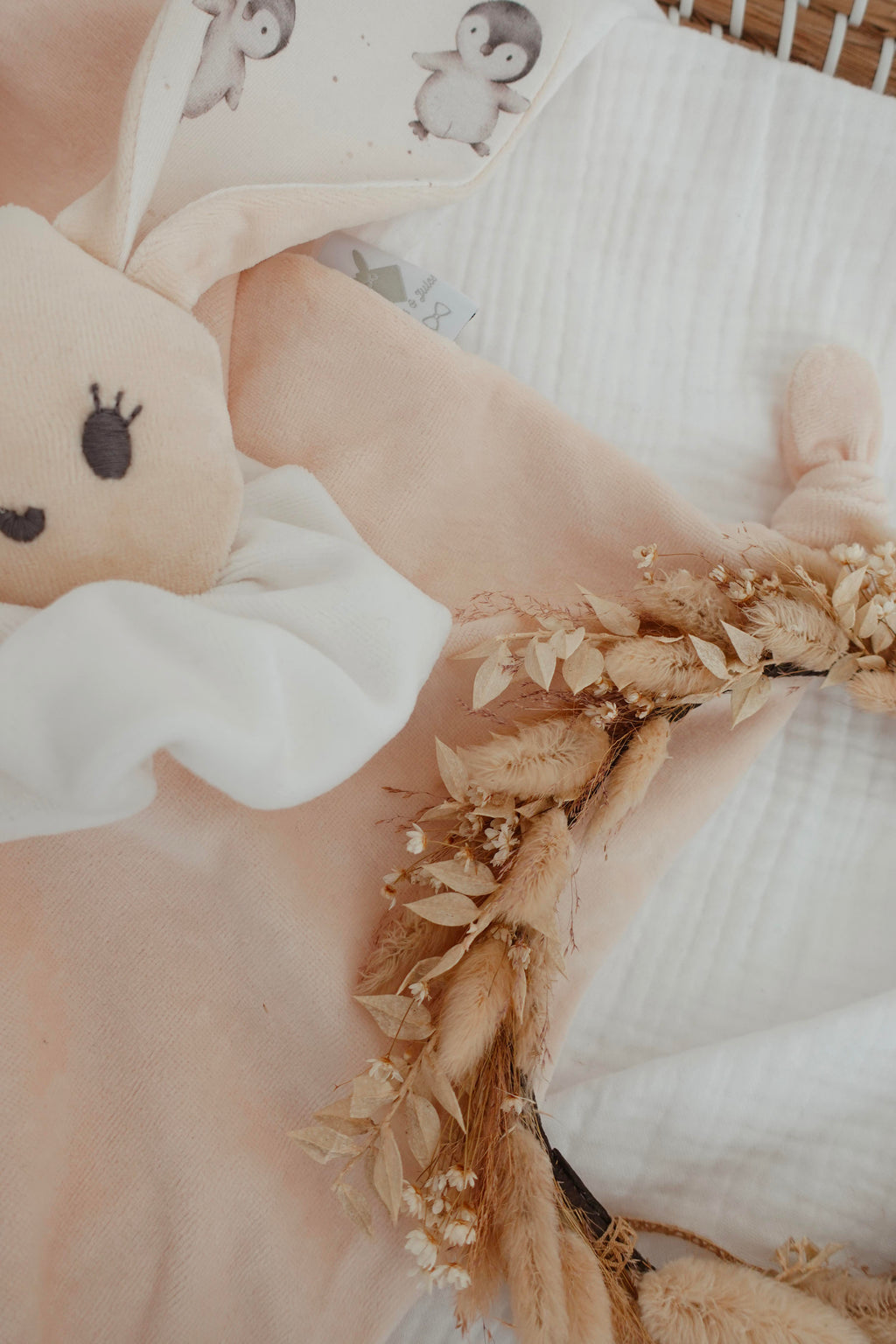 Doudou Velours Câlin Noeuds - Pinguins