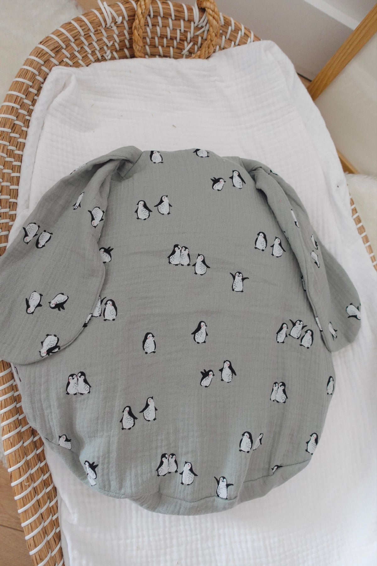 Petit Coussin Pièce unique - Pingouins turquoise