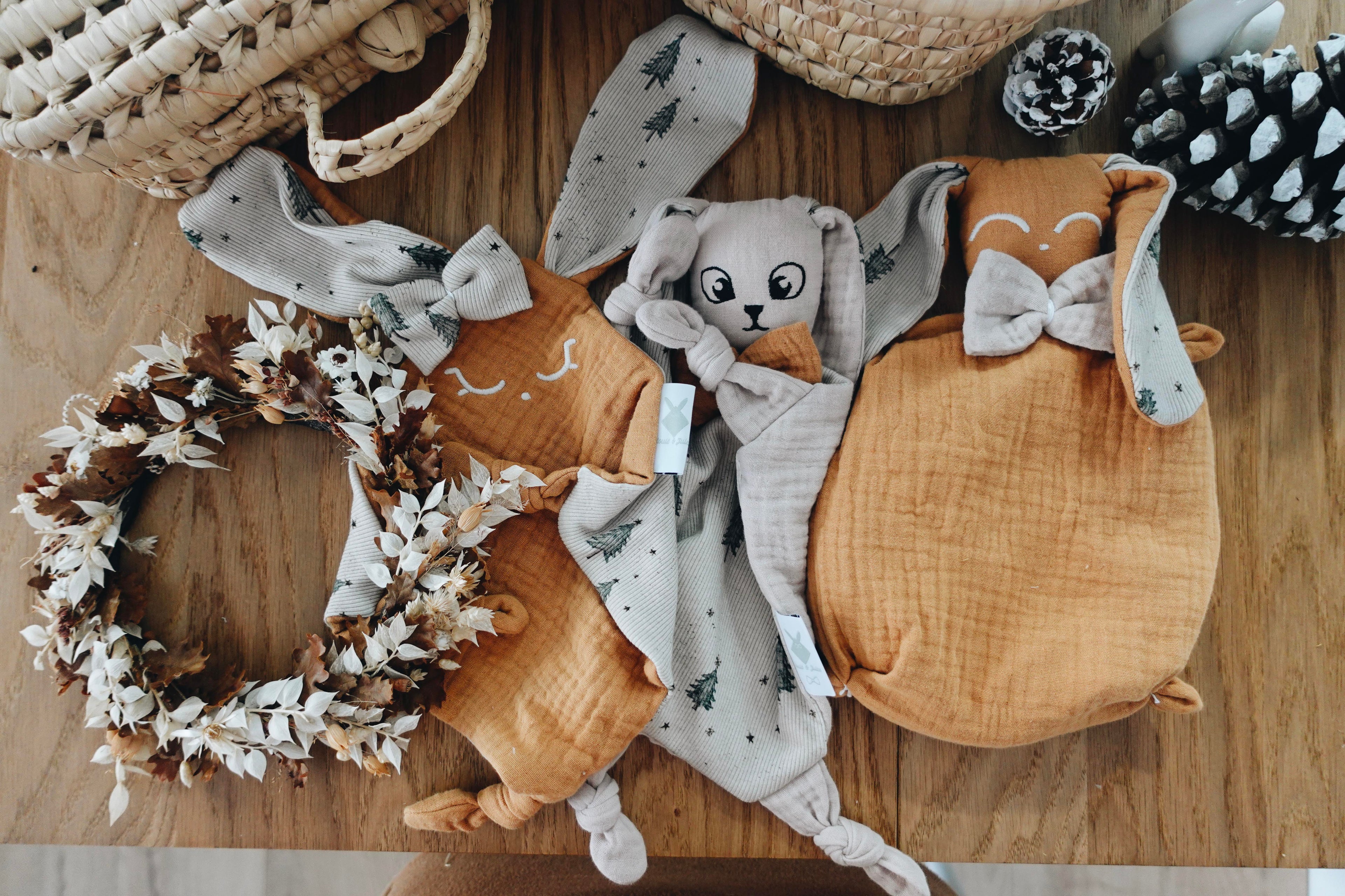 Doudou Lange Mini Noeuds - Sapin