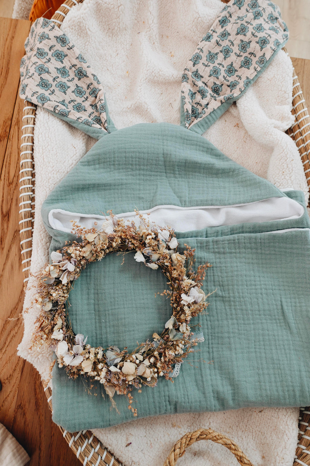 PROTOTYPE - Cape de bain Lange - Turquoise Petals
