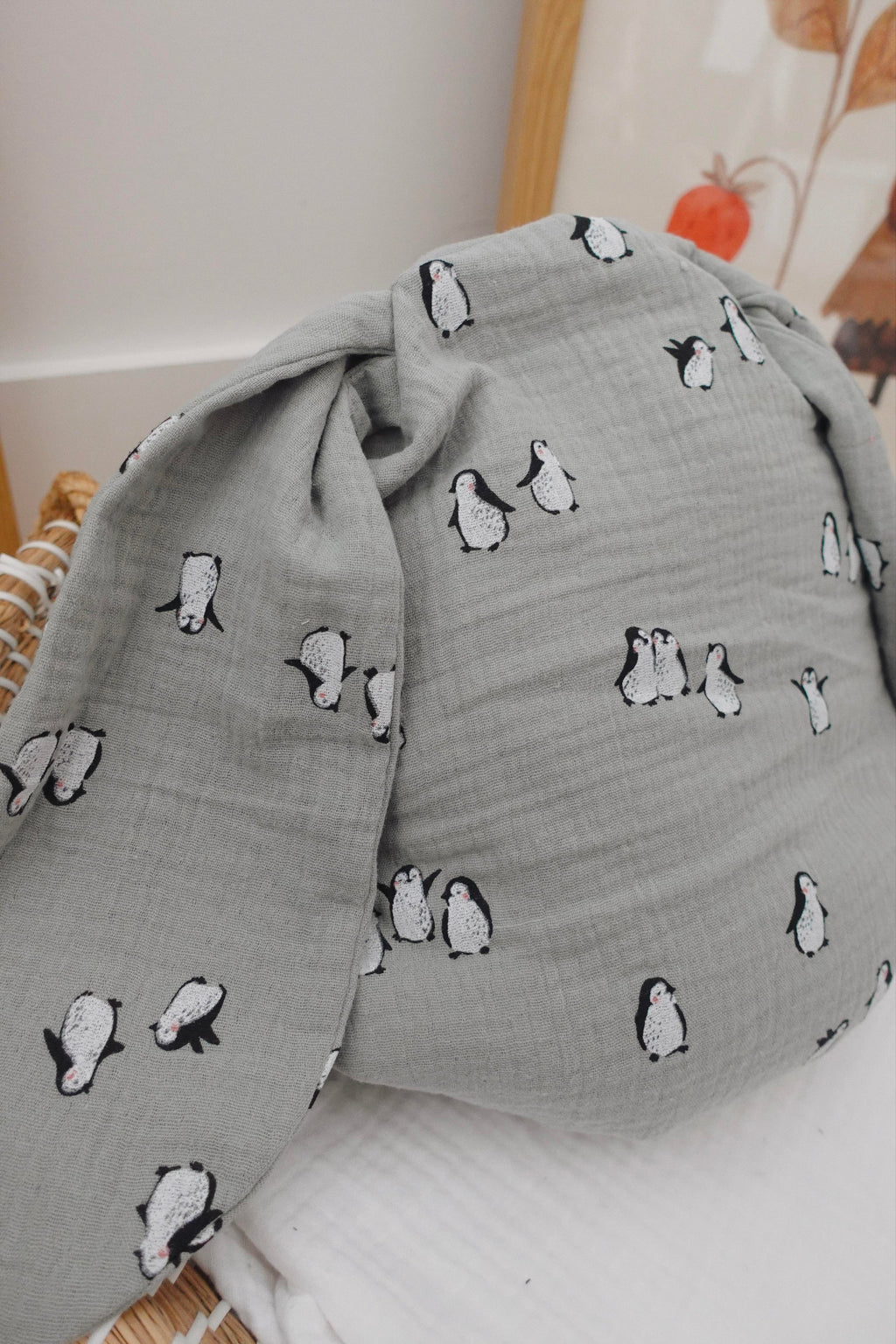 Petit Coussin Pièce unique - Pingouins turquoise