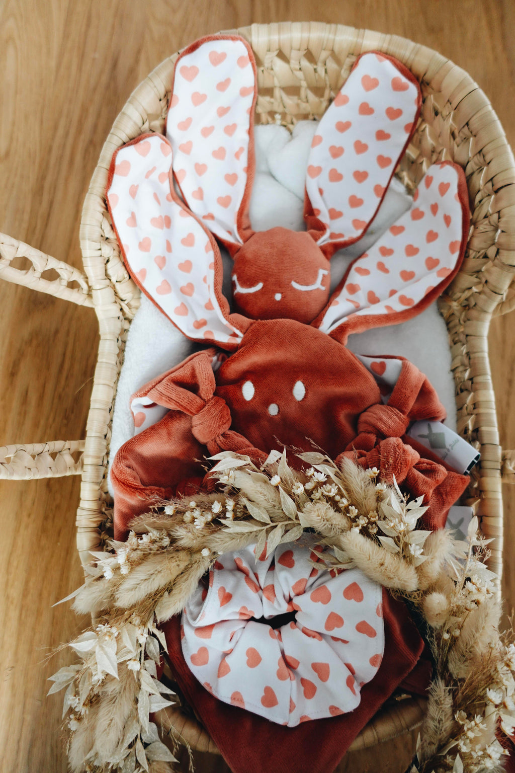 Doudou Velours Mini Noeuds - Coeurs