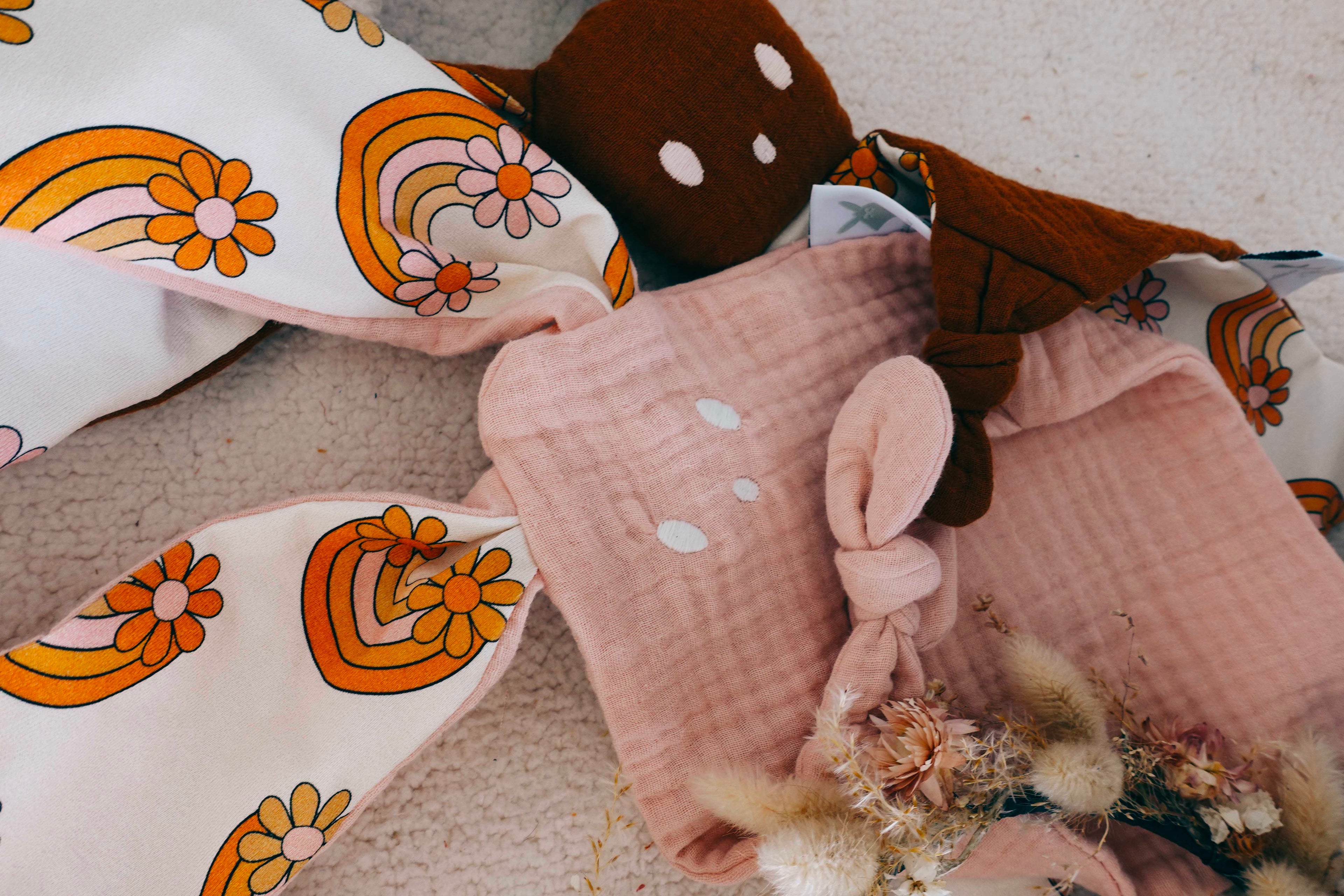 Doudou Lange Mini Noeuds - Flower Rainbow