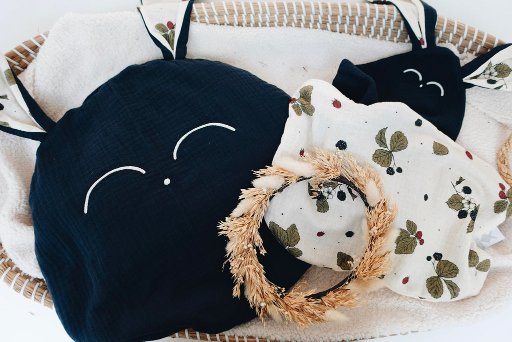 Doudou Lange Cocooning Noeuds - Roses d'Automne