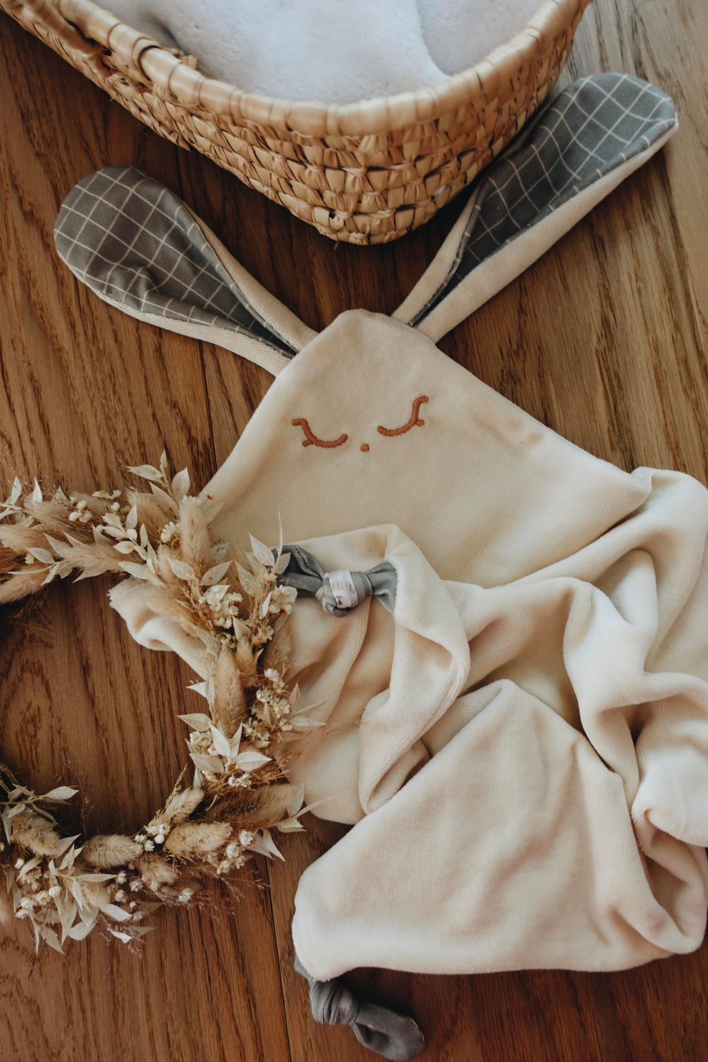 Doudou Velours Cocooning Noeuds - Checks and Bears Olive