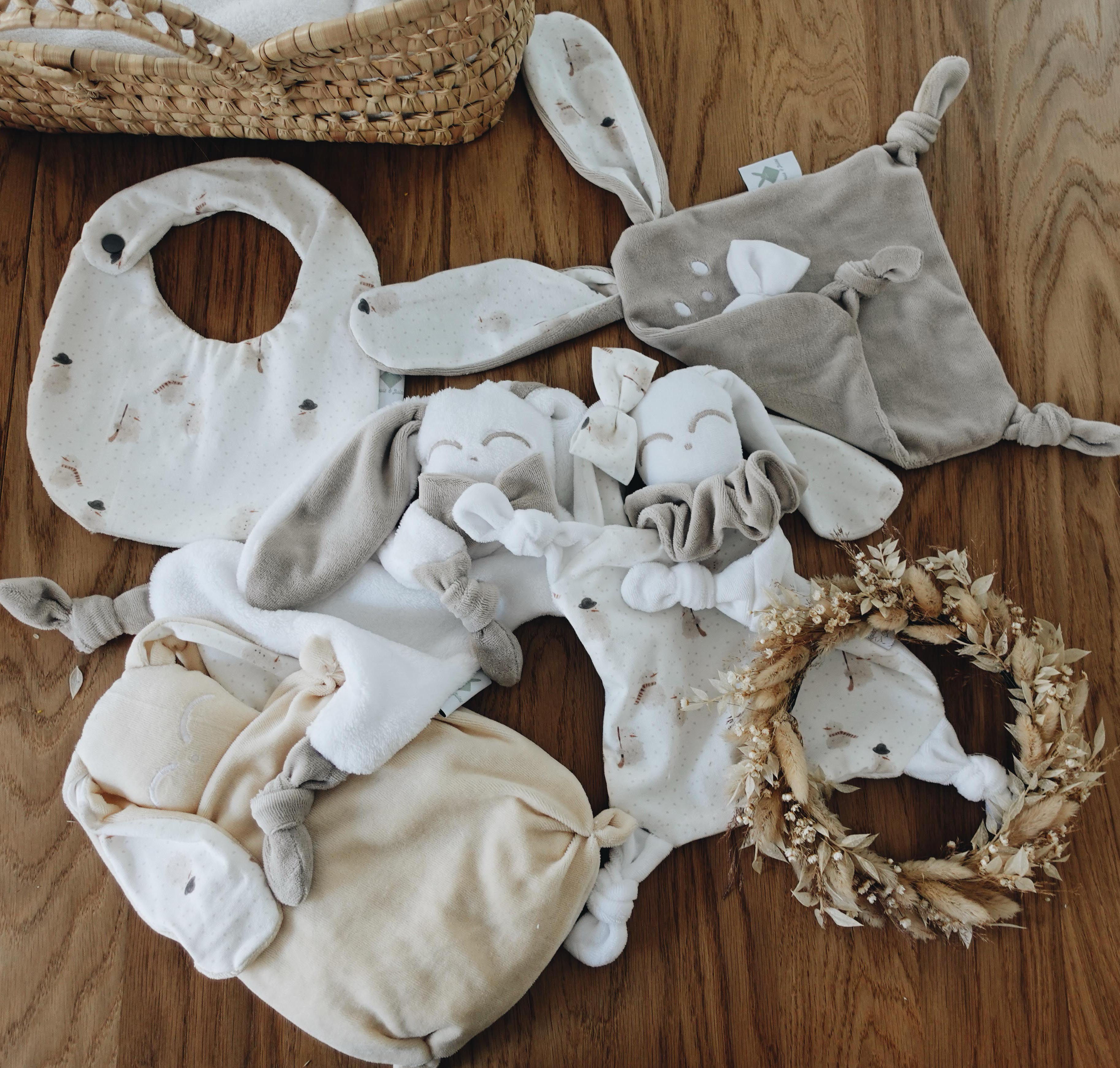 Doudou Velours Mini Noeuds - Snowman