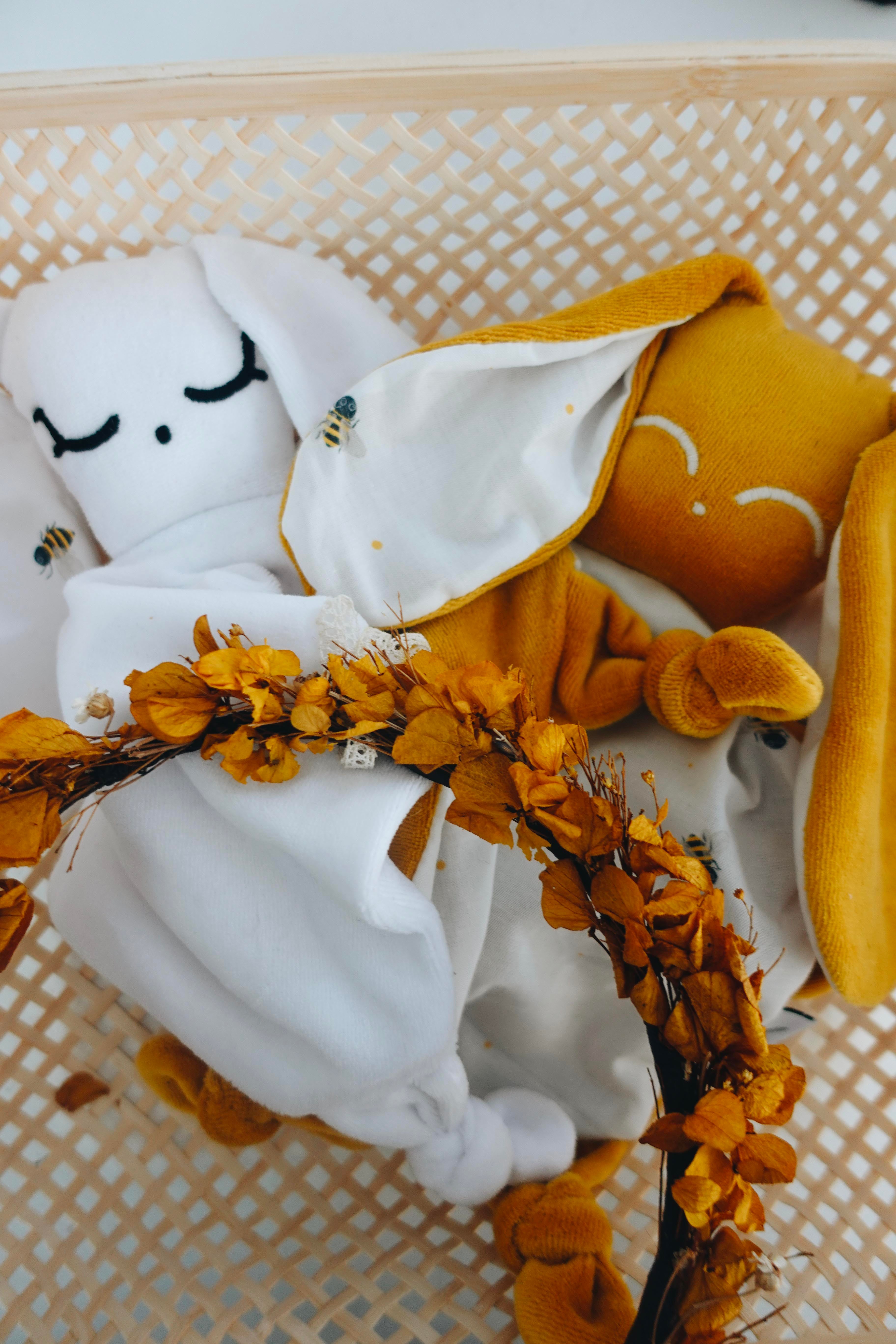 Doudou Velours Câlin Noeuds - Abeilles