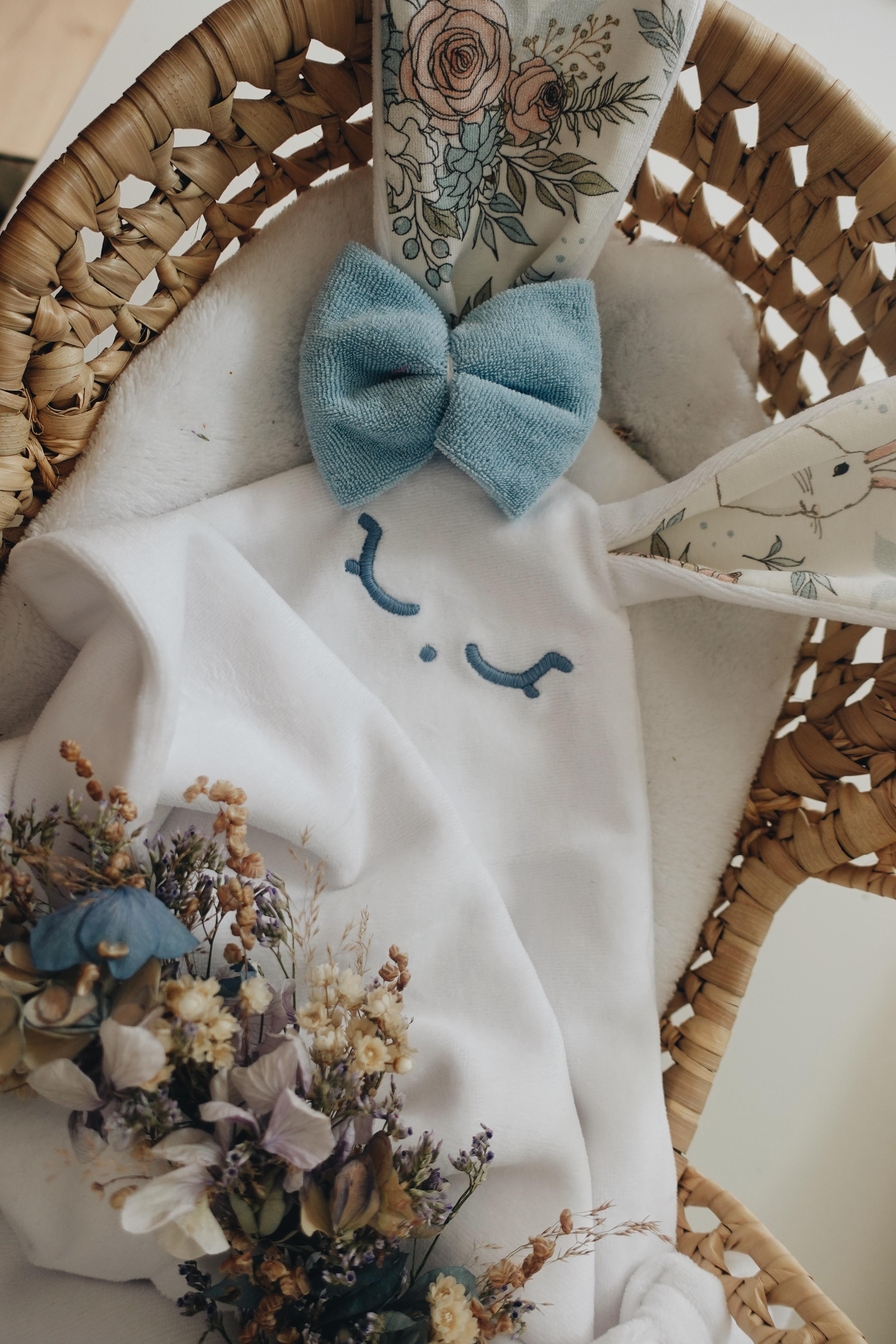 PROTOTYPE - Doudou Velours Cocooning Noeuds - Garden Bunnies