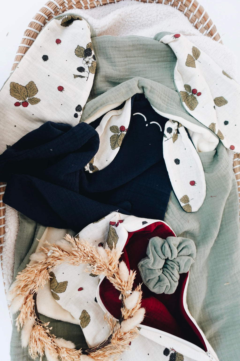 Doudou Lange Cocooning Noeuds - Roses d'Automne