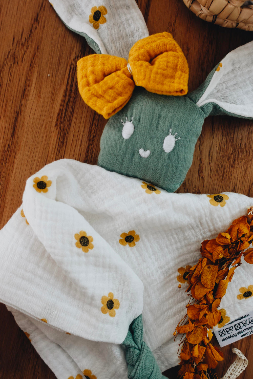 PROTOTYPE - Doudou Lange Câlin Noeuds - Yellow Daisies