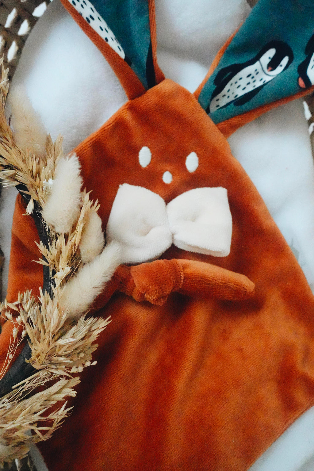 Doudou Velours Mini Noeuds - Pingouins