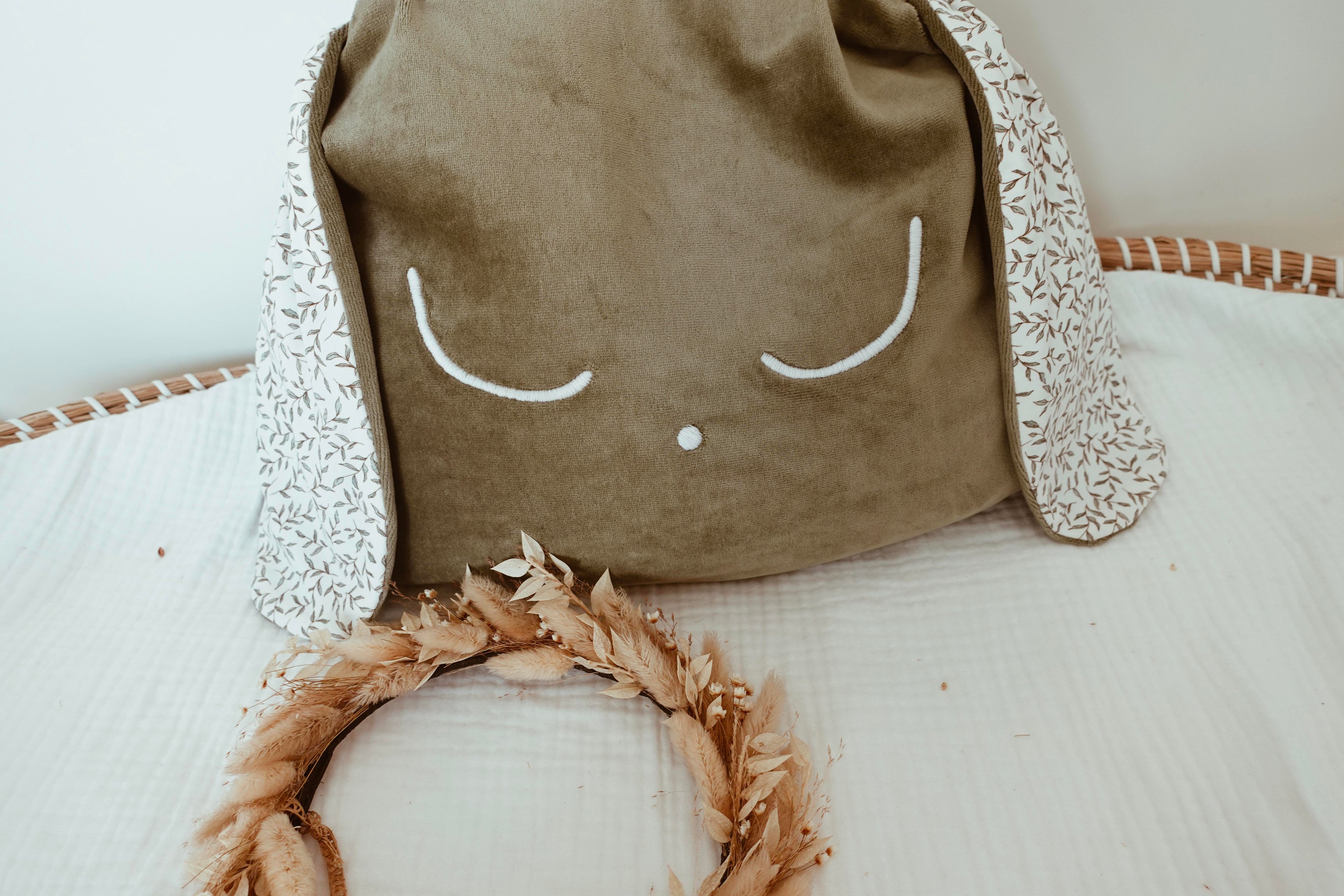 Petit Coussin Velours - Green Leaves