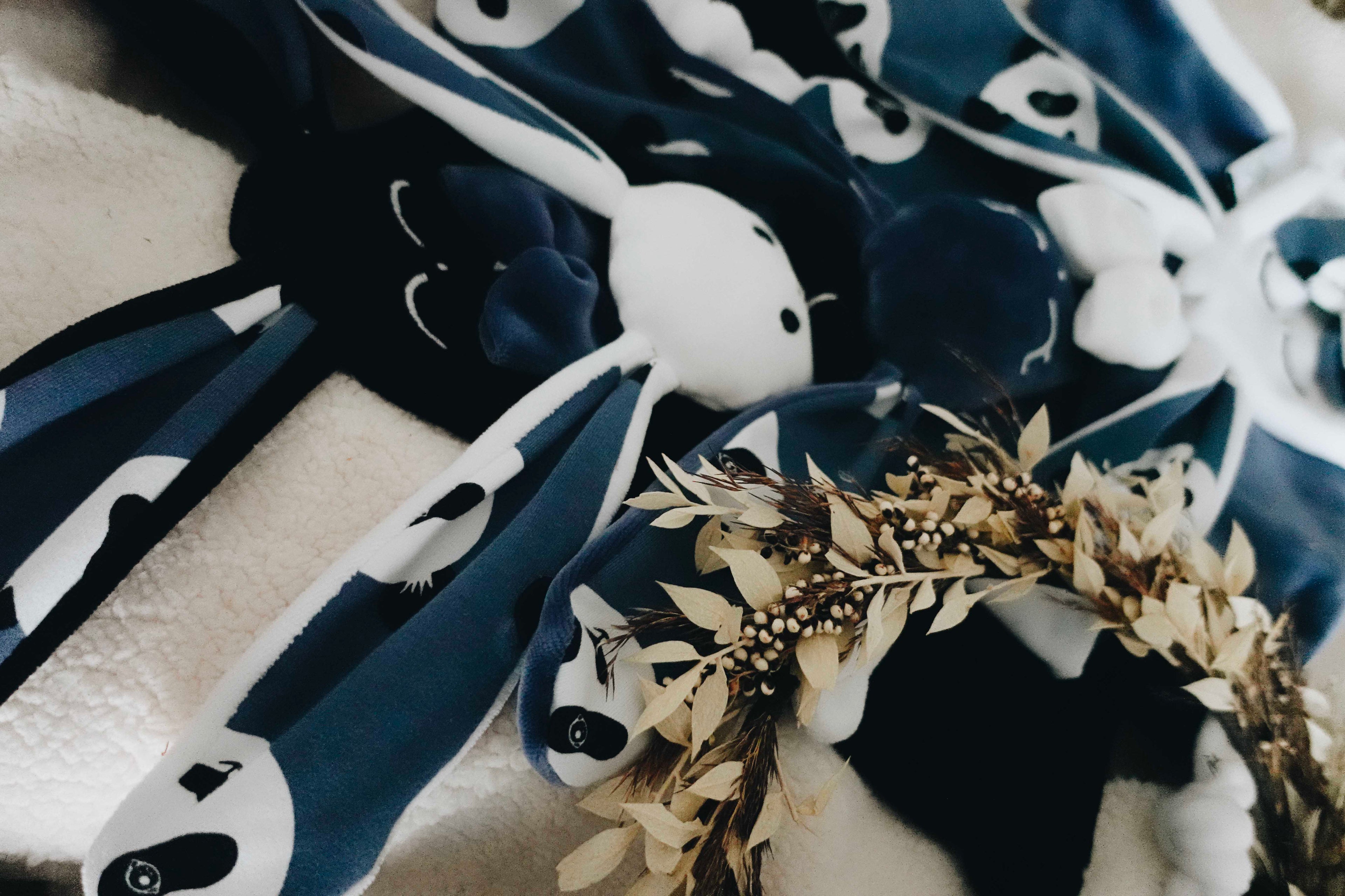 Doudou Velours Classique Noeuds - Pandas
