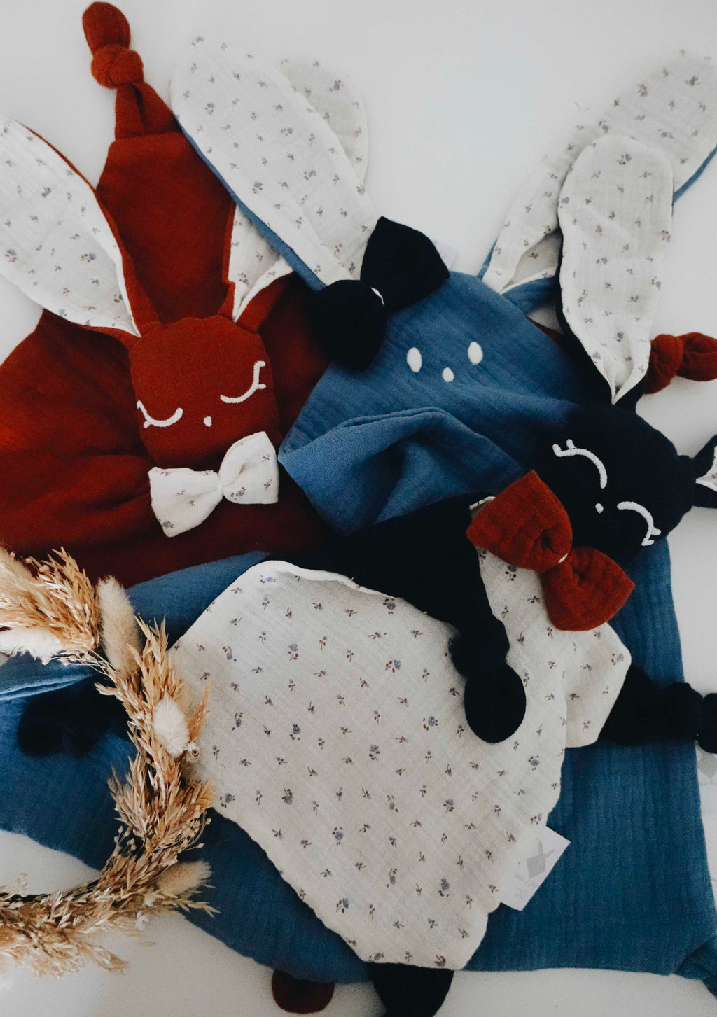 Doudou Lange Cocooning Noeuds - Blue Leaves